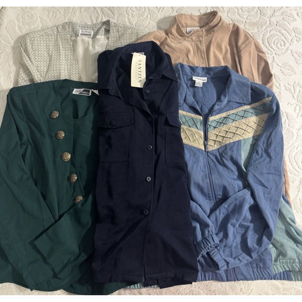 Lot Of 5 Vintage Jackets Blazer Oversize Shirt Size L/XL See Listing